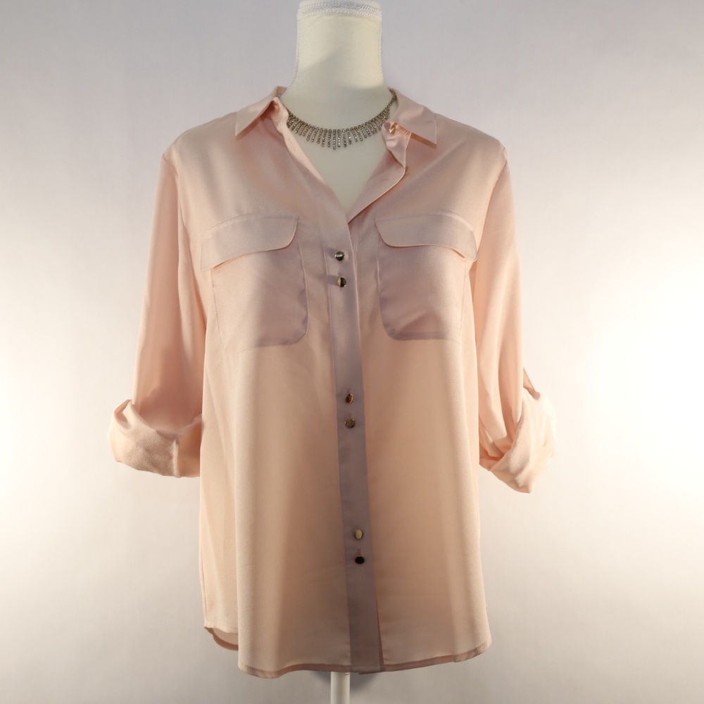 Ivanka Trump Blush/Pink Button-Down Blouse - Large